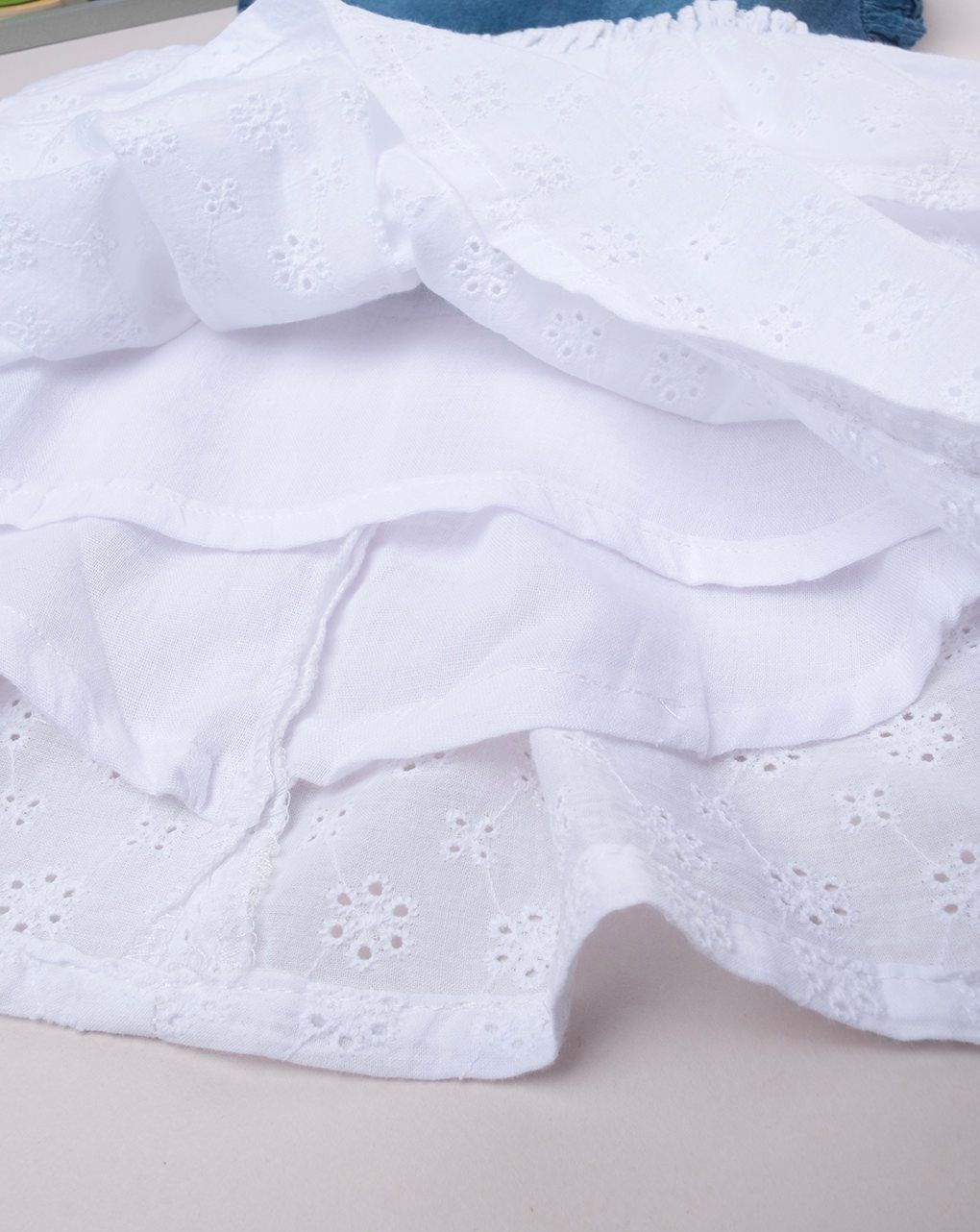 βρεφικό τζιν φόρεμα με δαντέλα sangallo για κορίτσι - Prénatal