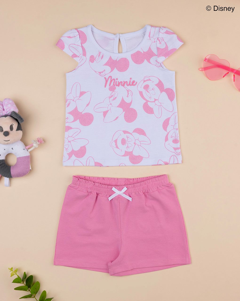 βρεφικό σετ t-shirt και σορτσάκι minnie για κορίτσι
