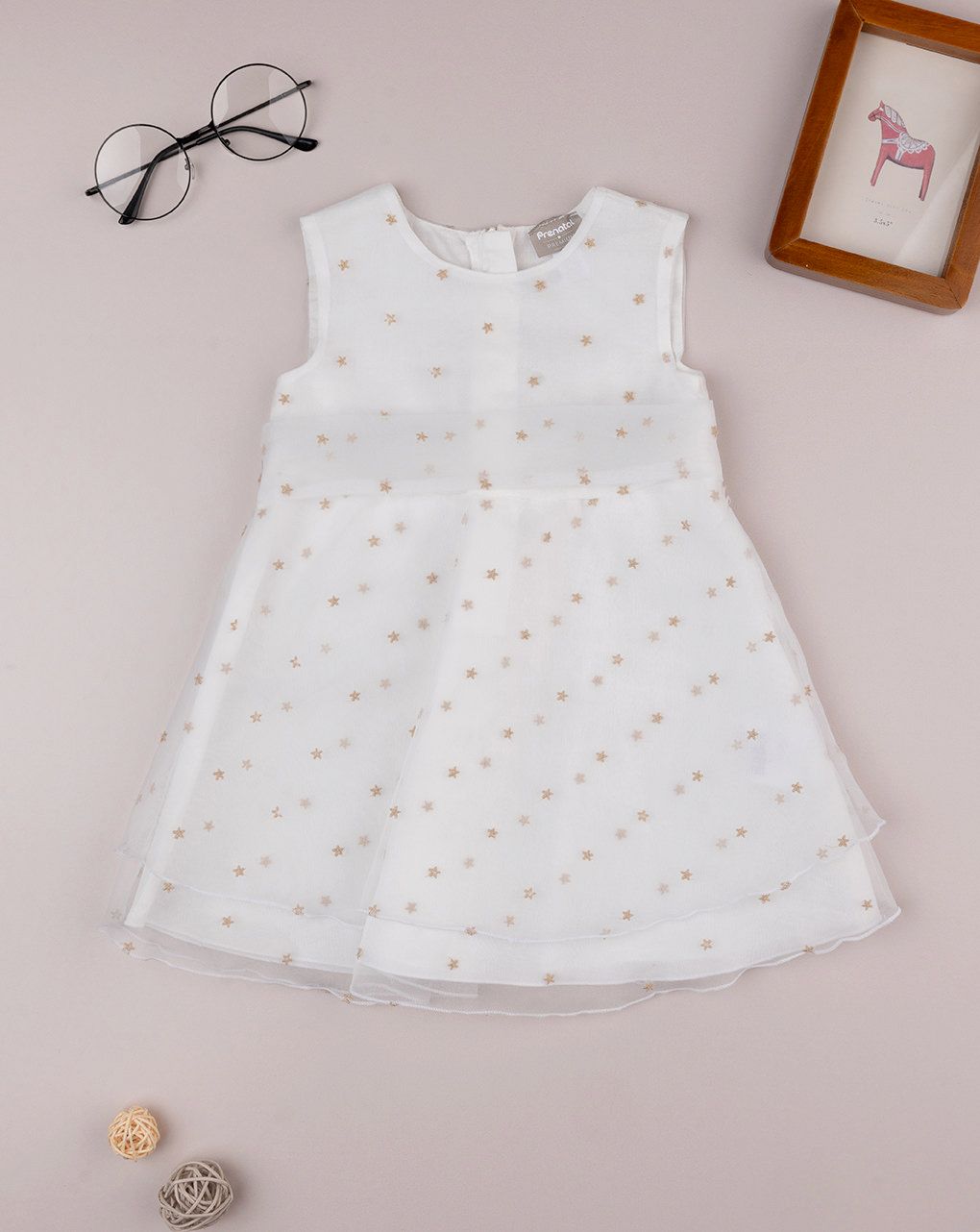 βρεφικό φόρεμα λευκό με αστεράκια για κορίτσι - Prénatal