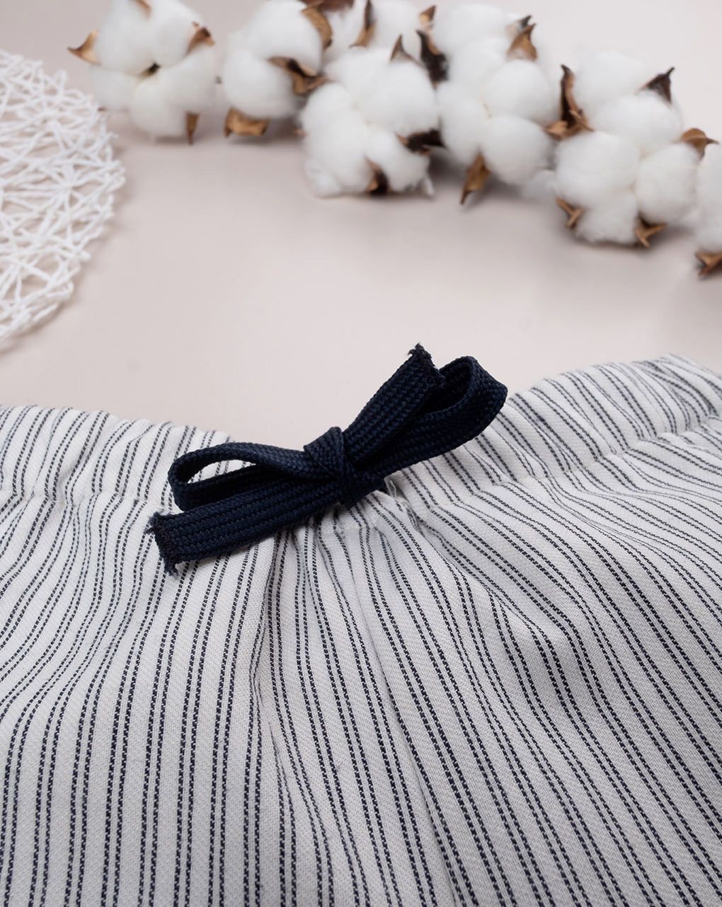 βρεφική βερμούδα λευκή ριγέ μπλε για αγόρι - Prénatal