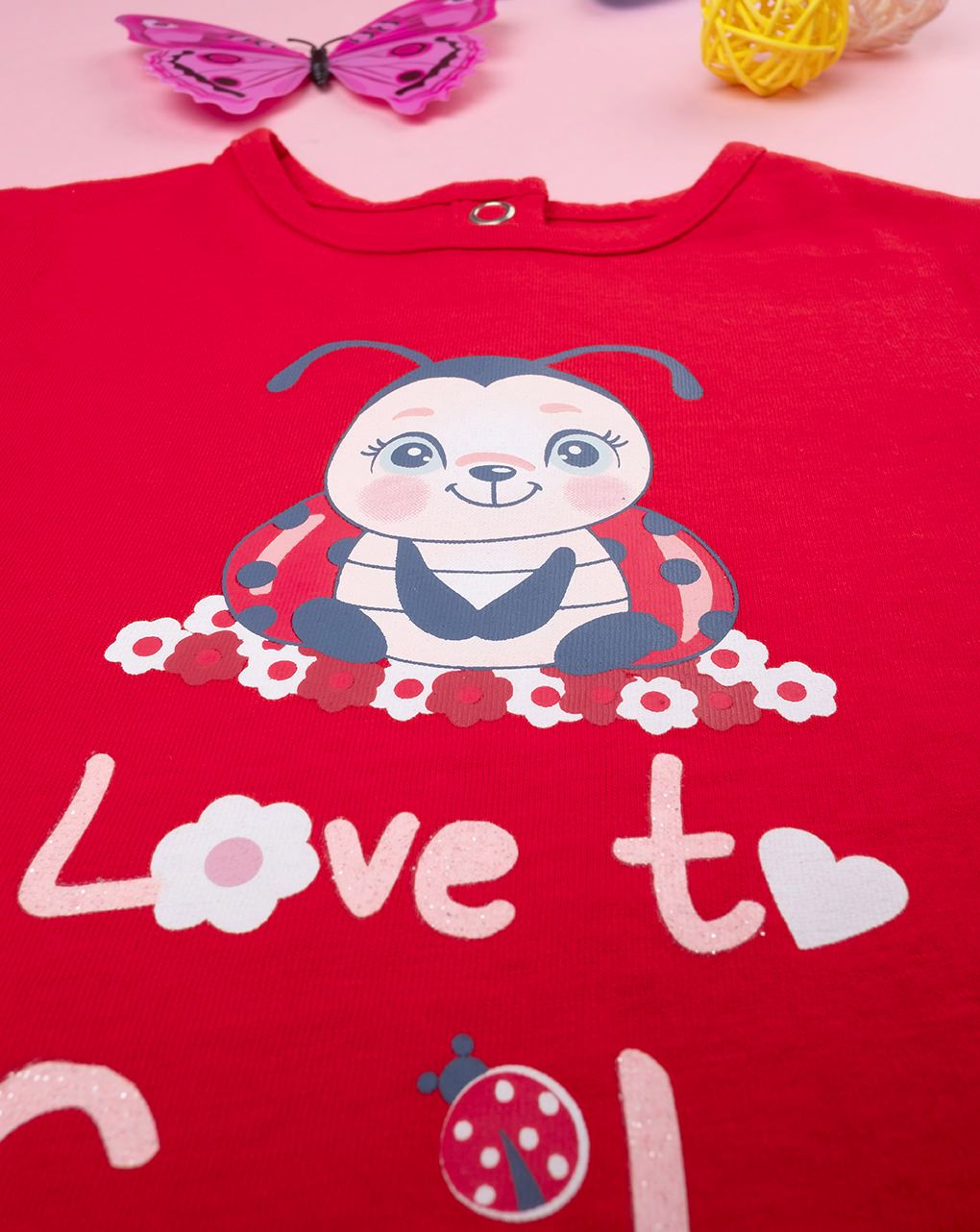 βρεφικό t-shirt κόκκινο love to smile για κορίτσι - Prénatal