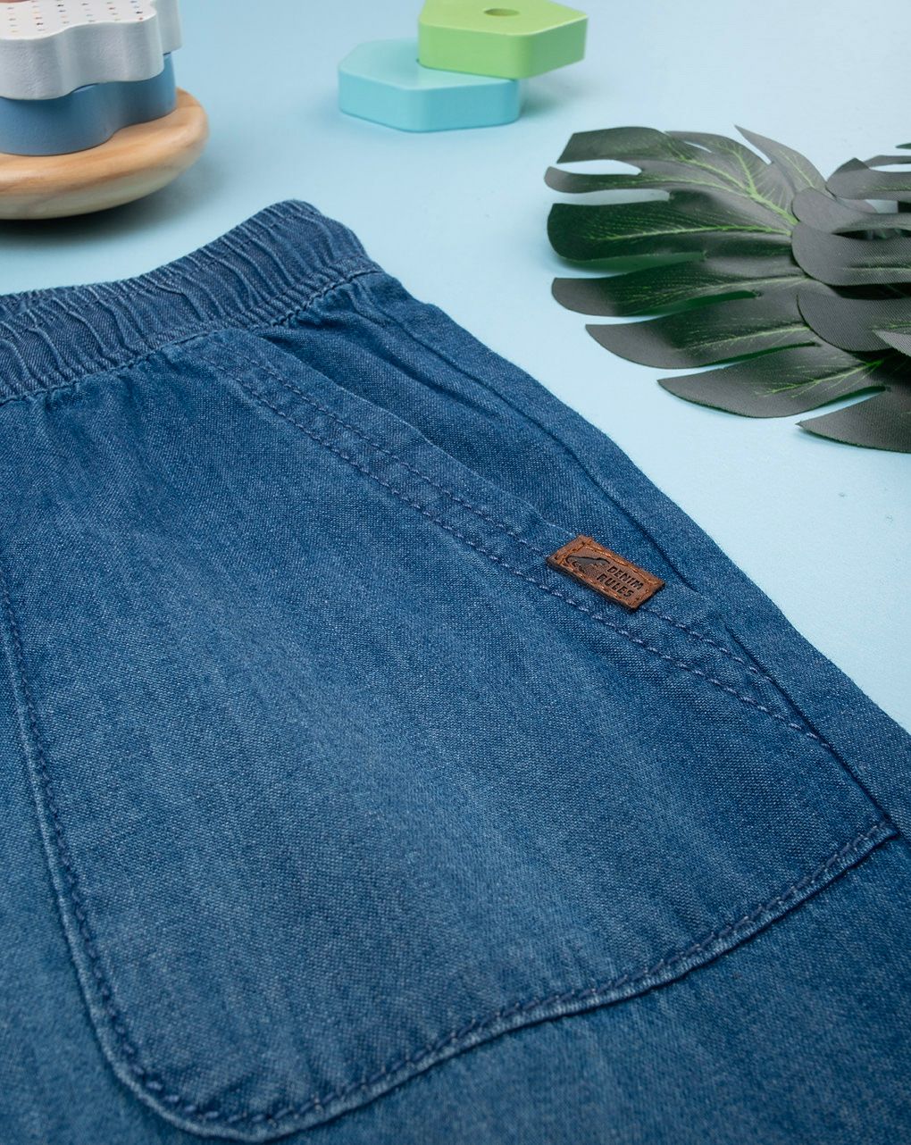 παιδική τζιν βερμούδα μπλε chambray για αγόρι - Prénatal