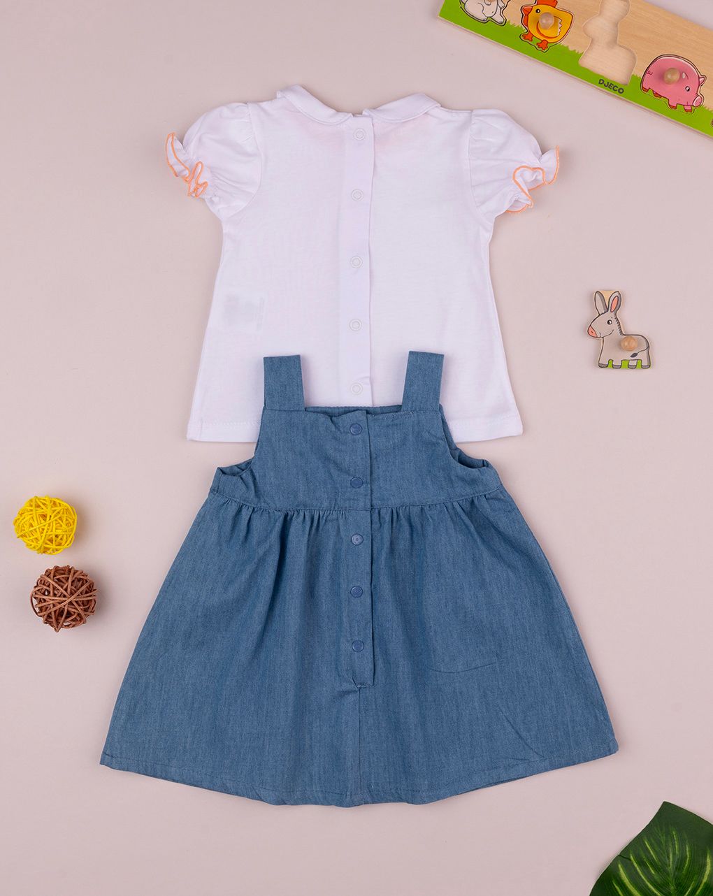 βρεφικό σετ t-shirt και φόρεμα denim safari για κορίτσι - Prénatal