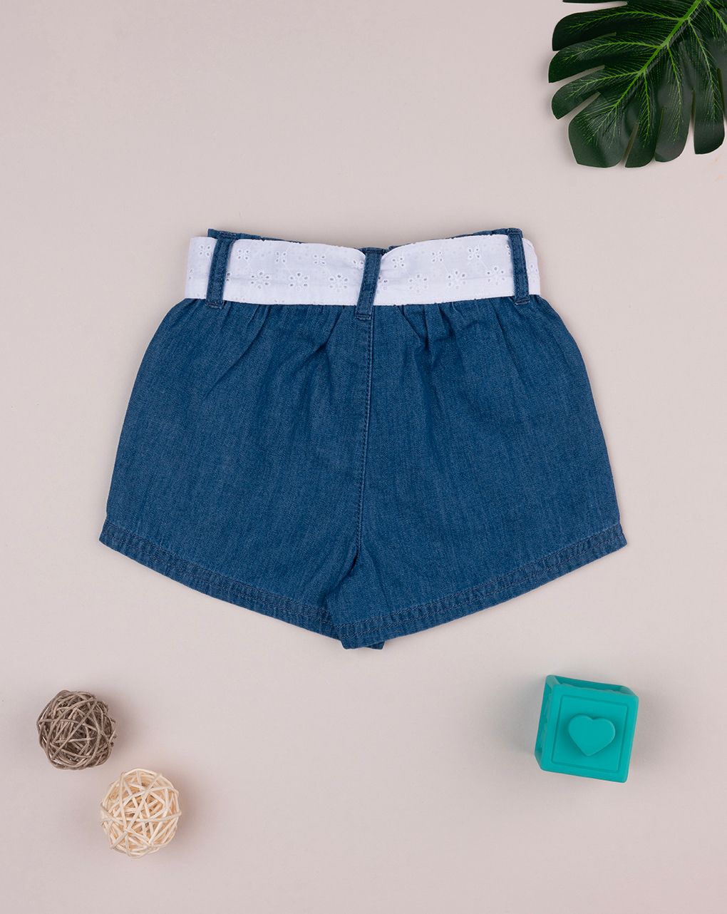 βρεφικό τζιν σορτσάκι μπλε με ζώνη για κορίτσι - Prénatal