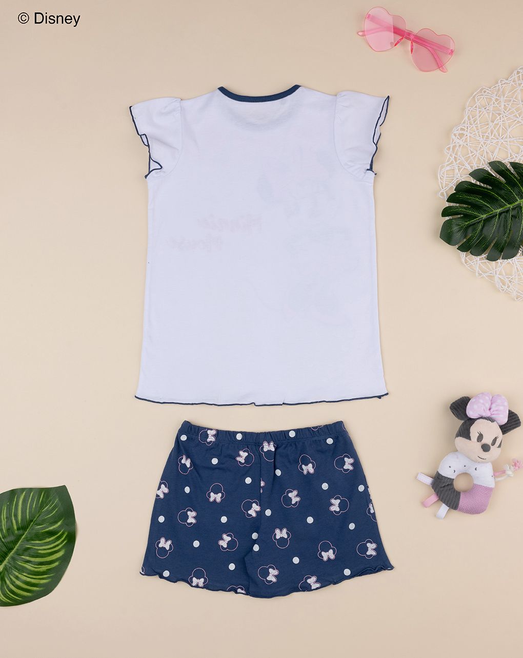 παιδική πιτζάμα λευκή/μπλε με τη minnie για κορίτσι - Prénatal