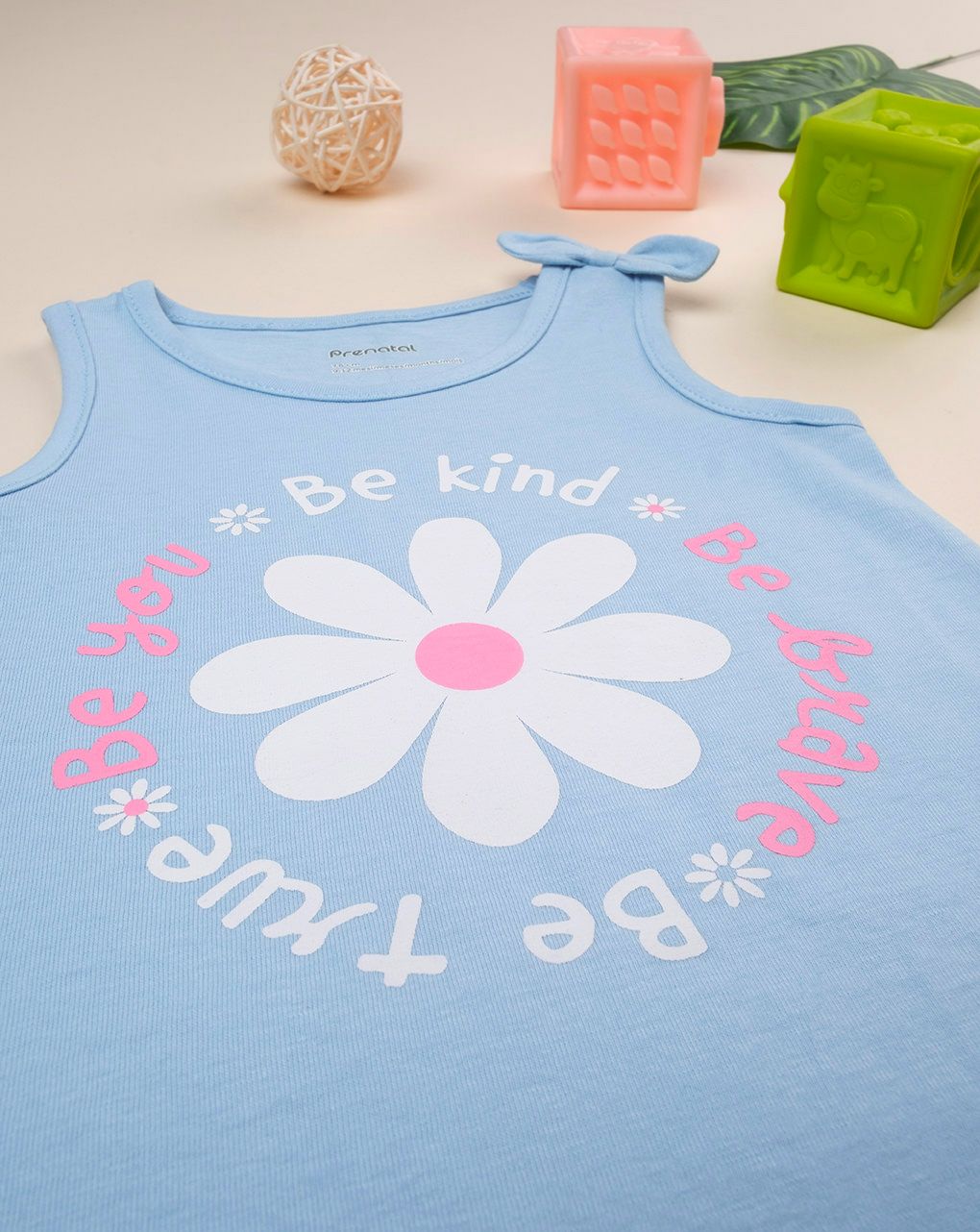 βρεφική αμάνικη μπλούζα γαλάζια με μαργαρίτα για κορίτσι - Prénatal