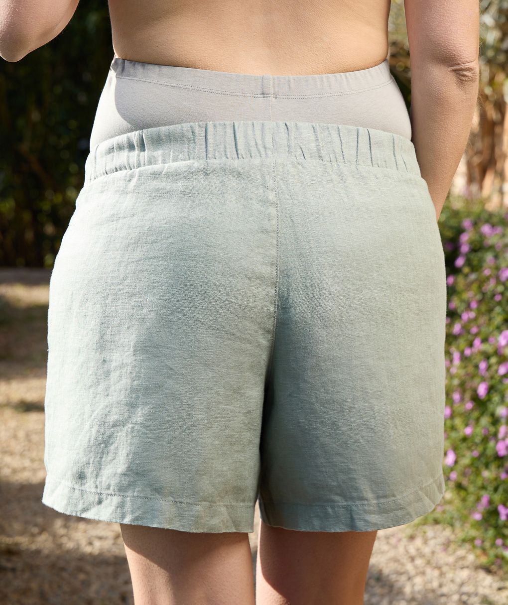 γυναικείο λινό σορτσάκι εγκυμοσύνης λαδί - Prénatal