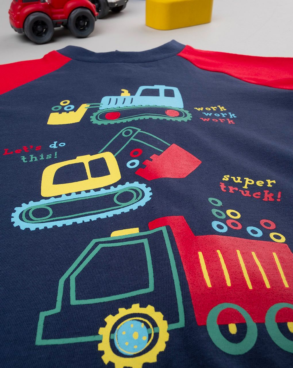 βρεφική ολόσωμη πιτζάμα μπλε με οχήματα για αγόρι - Prénatal