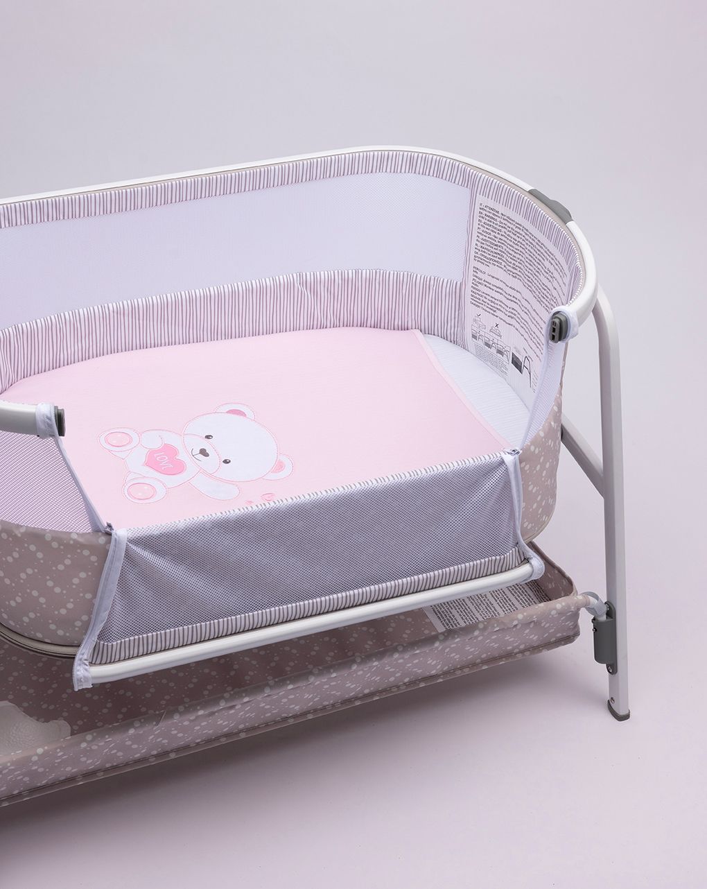 καλοκαιρινή κουβέρτα για λίκνο/πορτ-μπεμπέ ροζ με αρκουδάκι - Prénatal