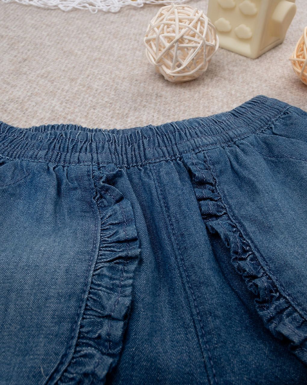 βρεφικό τζιν σορτσάκι μπλε με βολάν για κορίτσι - Prénatal