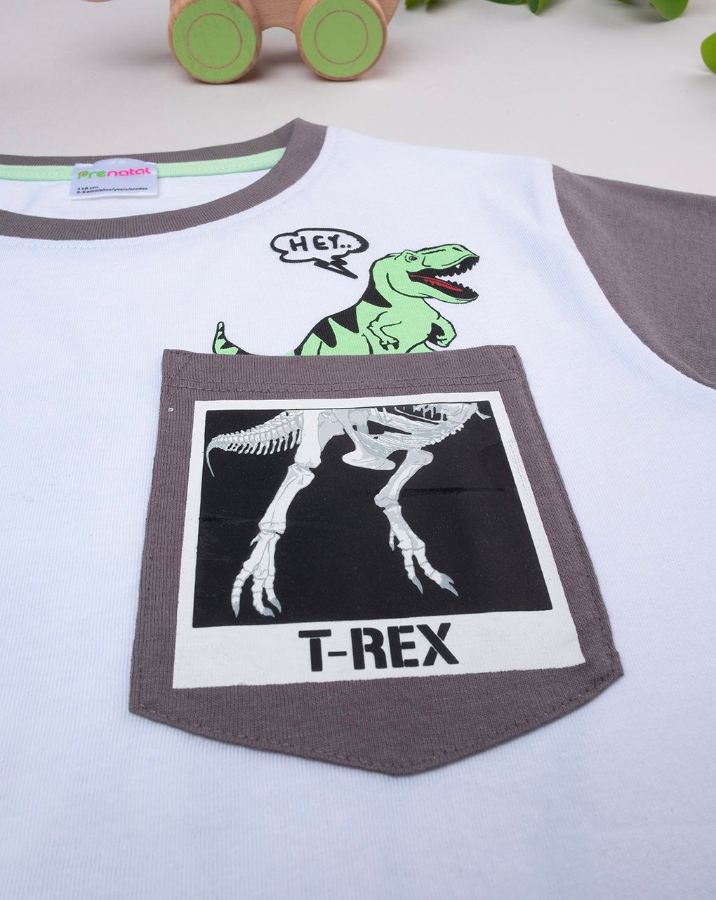 παιδικό t-shirt λευκό t-rex για αγόρι - Prénatal