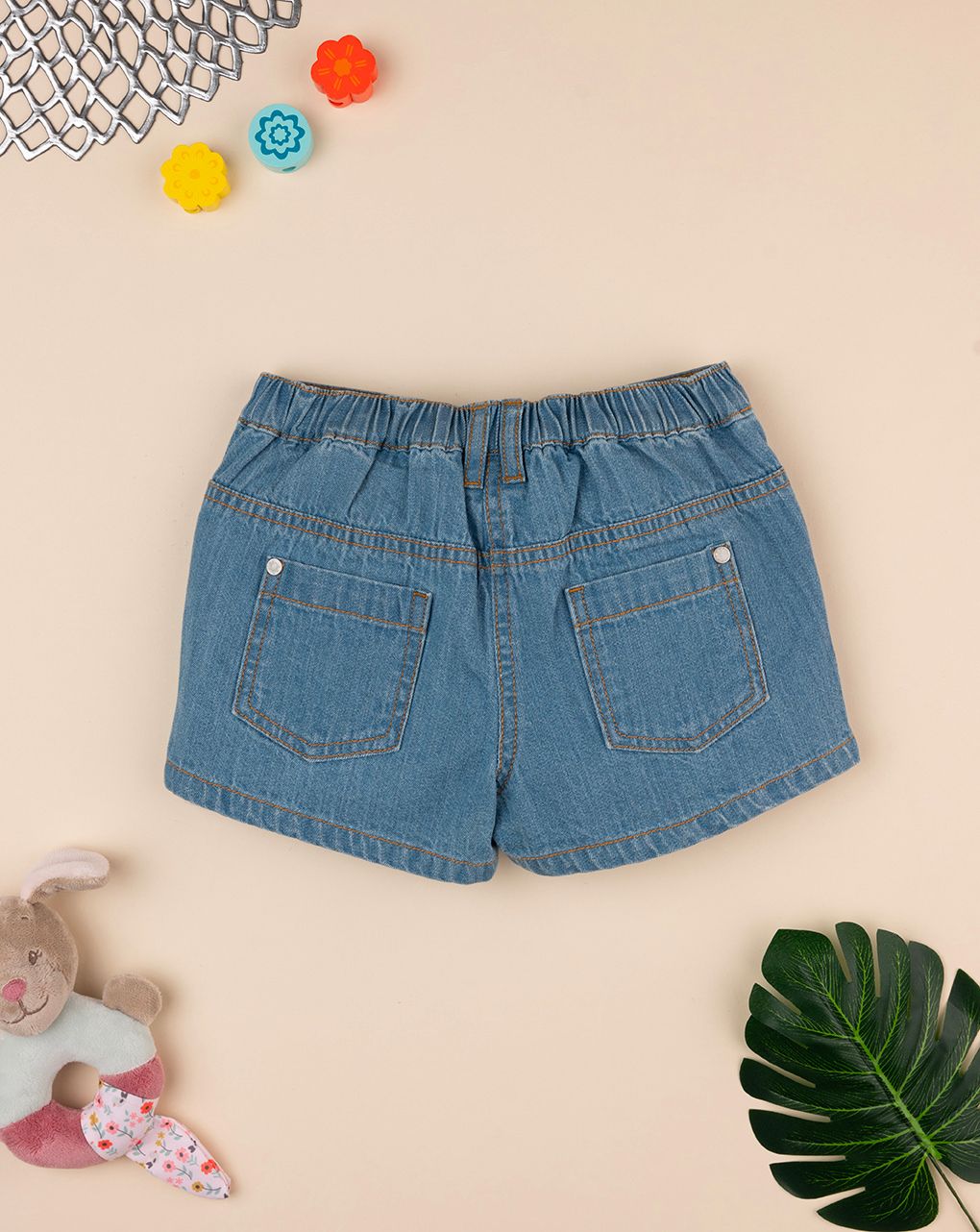 παιδικό τζιν σορτσάκι με λουλούδια για κορίτσι - Prénatal