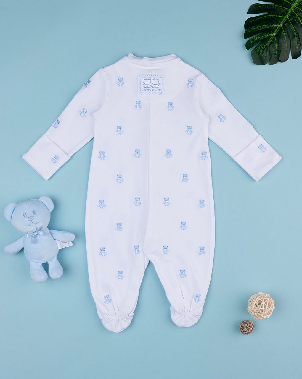 βρεφικό φορμάκι λευκό με αρκουδάκια gift για αγόρι - Prénatal