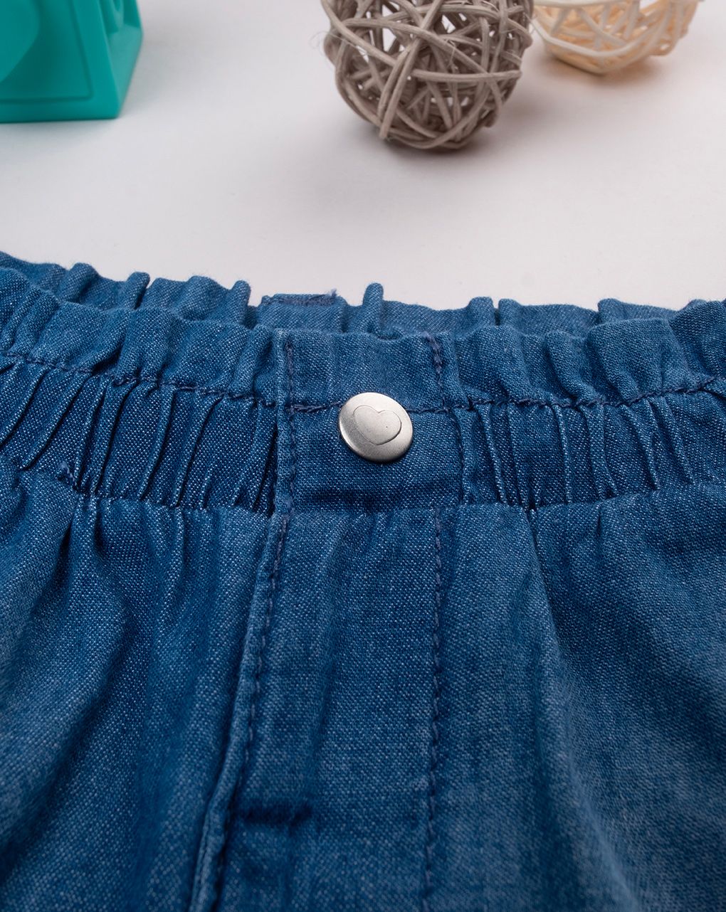 βρεφικό τζιν σορτσάκι μπλε με ζώνη για κορίτσι - Prénatal