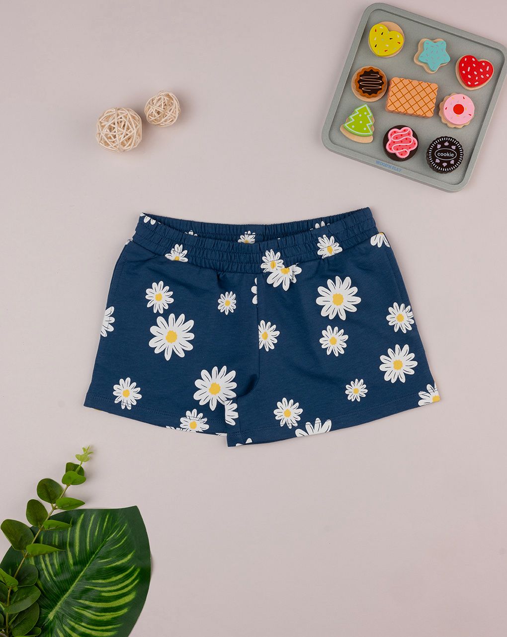 παιδικό σορτσάκι μπλε με μαργαρίτες για κορίτσι - Prénatal