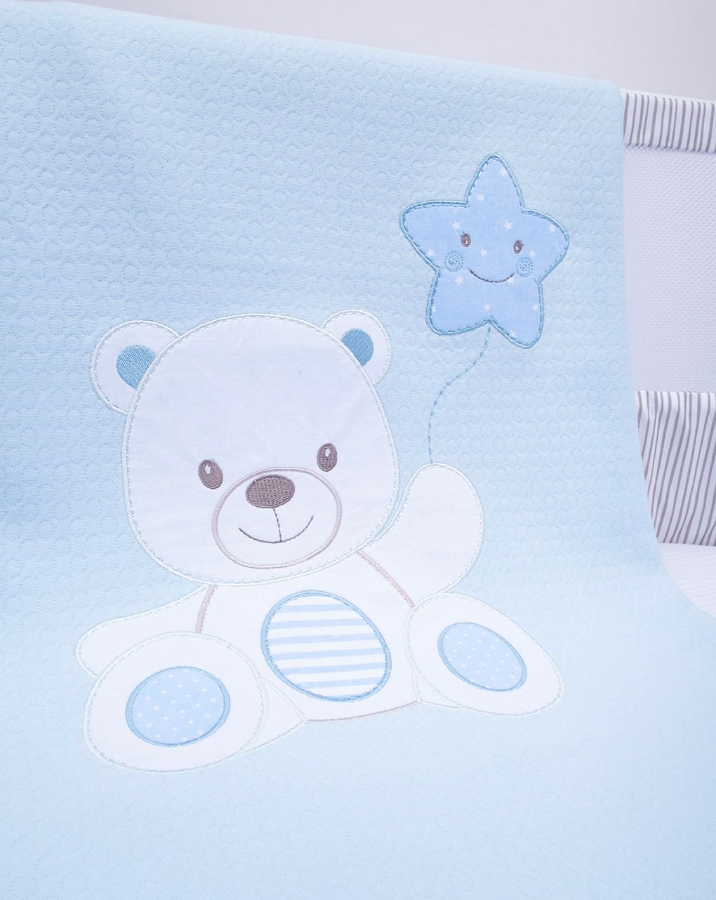 καλοκαιρινή κουβέρτα για λίκνο/πορτ-μπεμπέ γαλάζια με αρκουδάκι - Prénatal