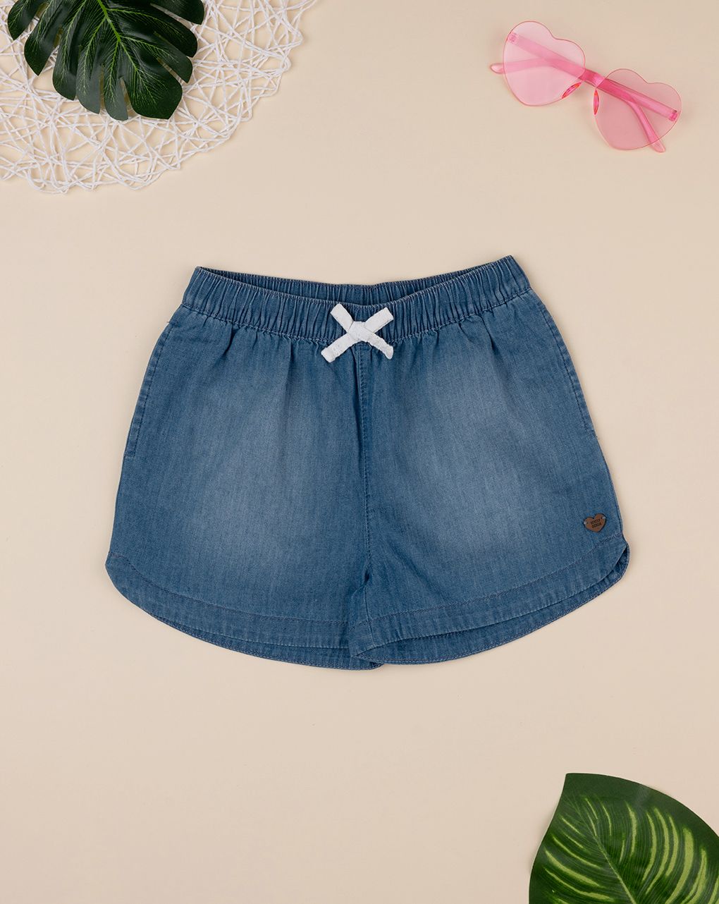 παιδικό τζιν σορτσάκι μπλε με φιογκάκι για κορίτσι - Prénatal