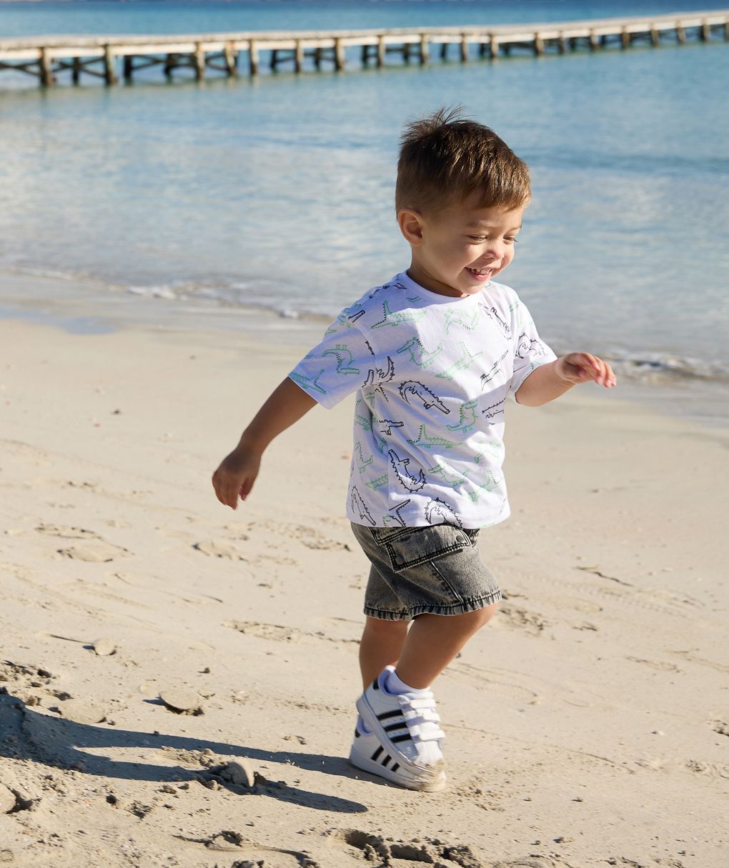 βρεφικό t-shirt λευκό με δεινόσαυρους για αγόρι