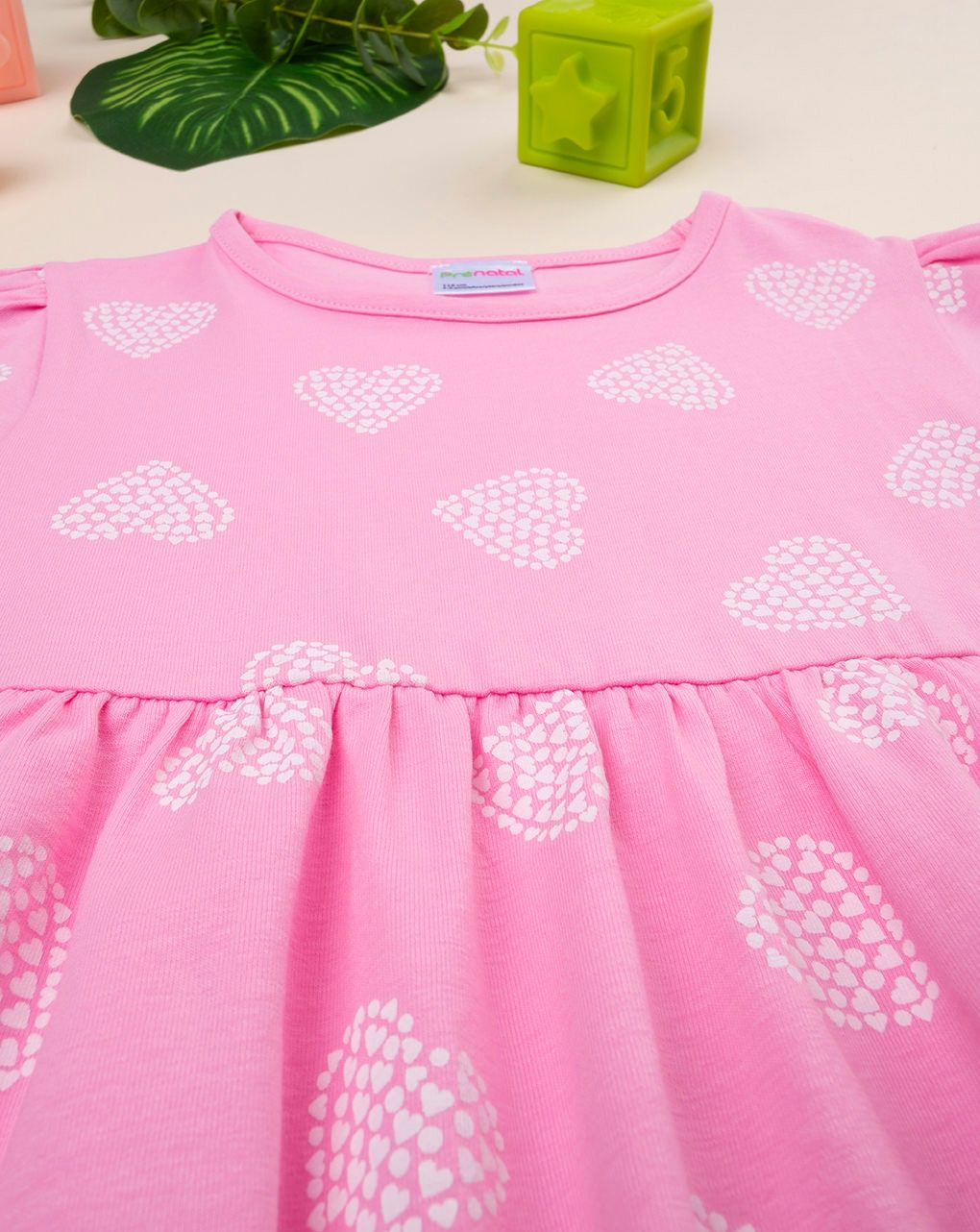 παιδικό φόρεμα ροζ με καρδούλες για κορίτσι - Prénatal