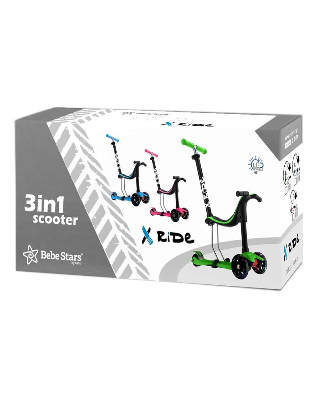 πατίνι x-ride 3 σε 1 pink 662-185 - Bebe Stars