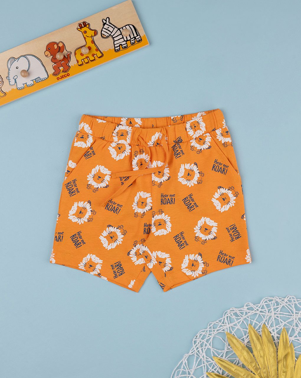 βρεφική βερμούδα πορτοκαλί με λιονταράκια για αγόρι - Prénatal