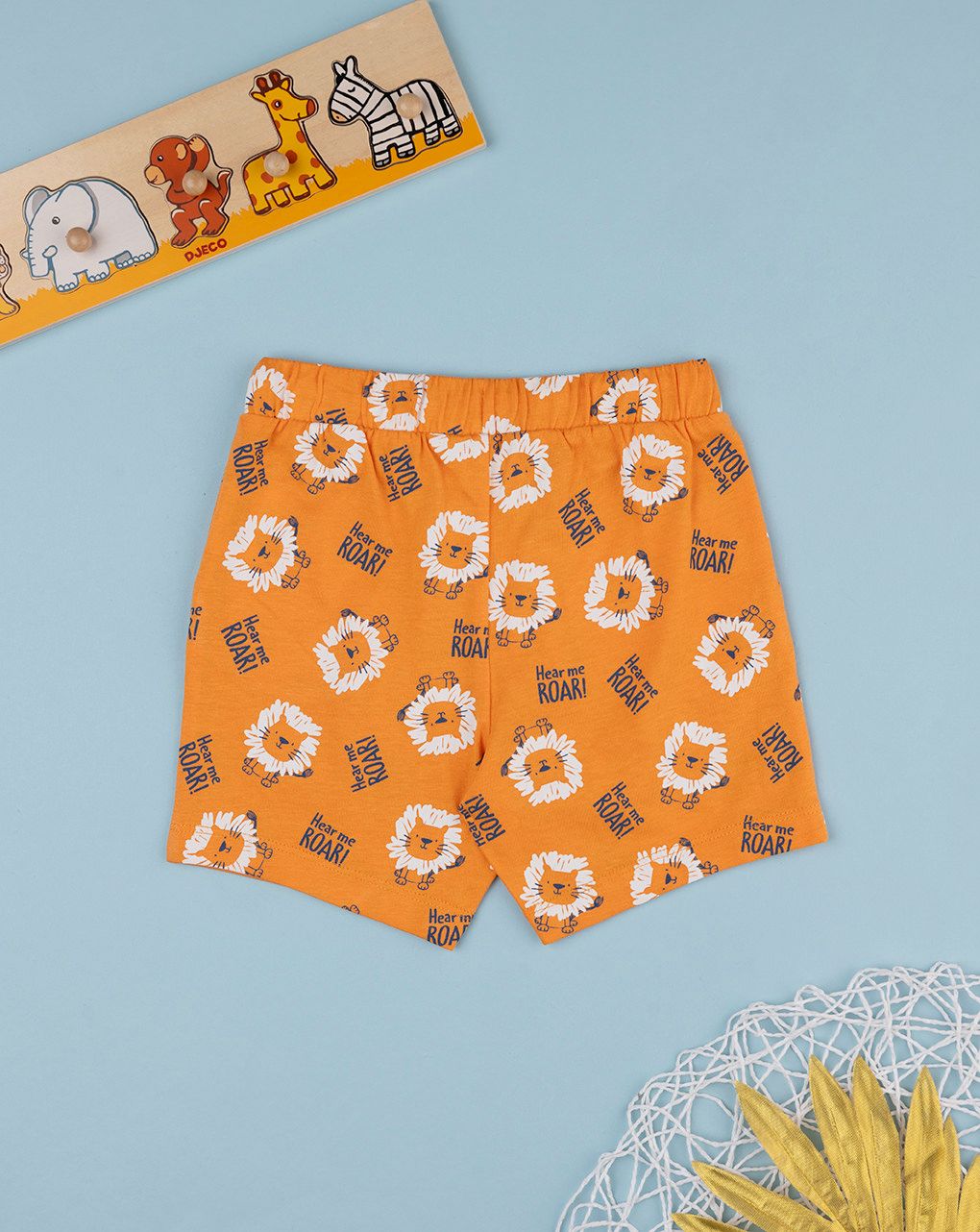 βρεφική βερμούδα πορτοκαλί με λιονταράκια για αγόρι - Prénatal