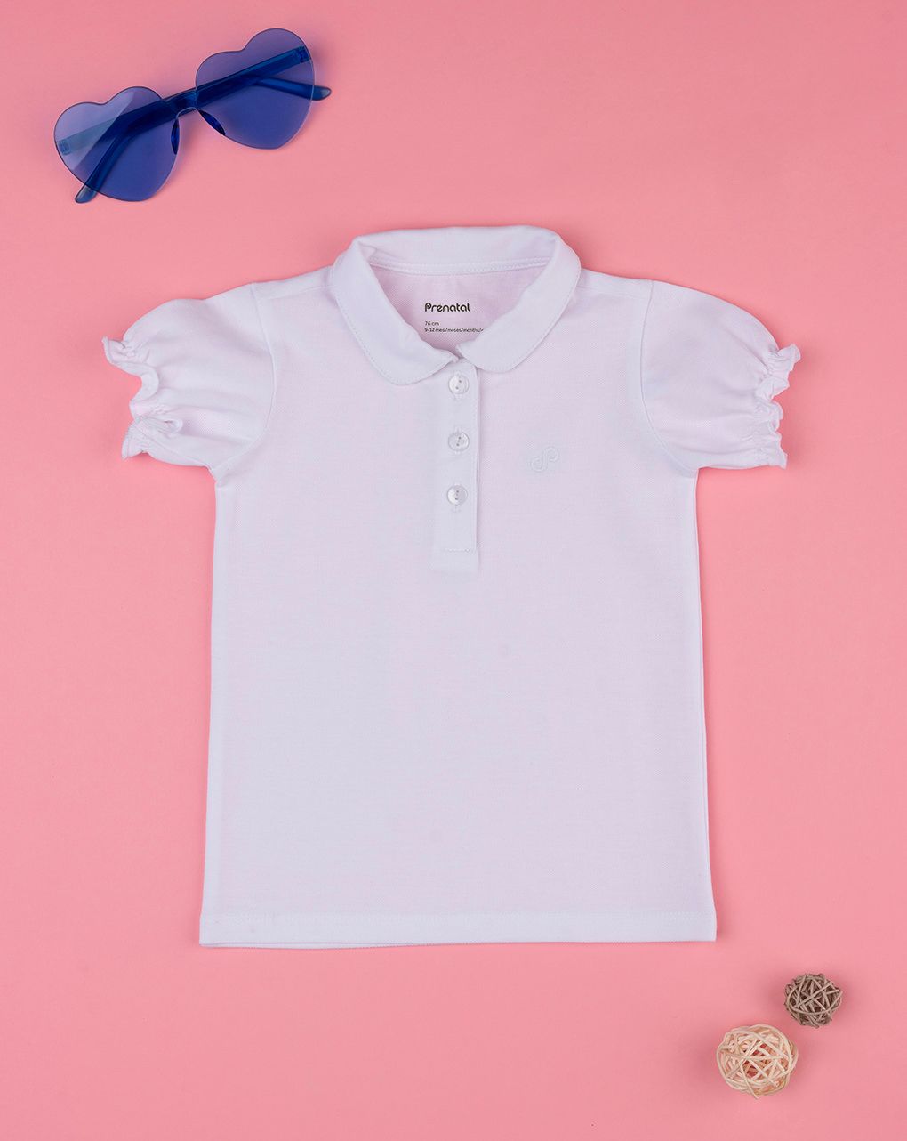 βρεφικό t-shirt πόλο λευκό "άπειρο" για κορίτσι - Prénatal