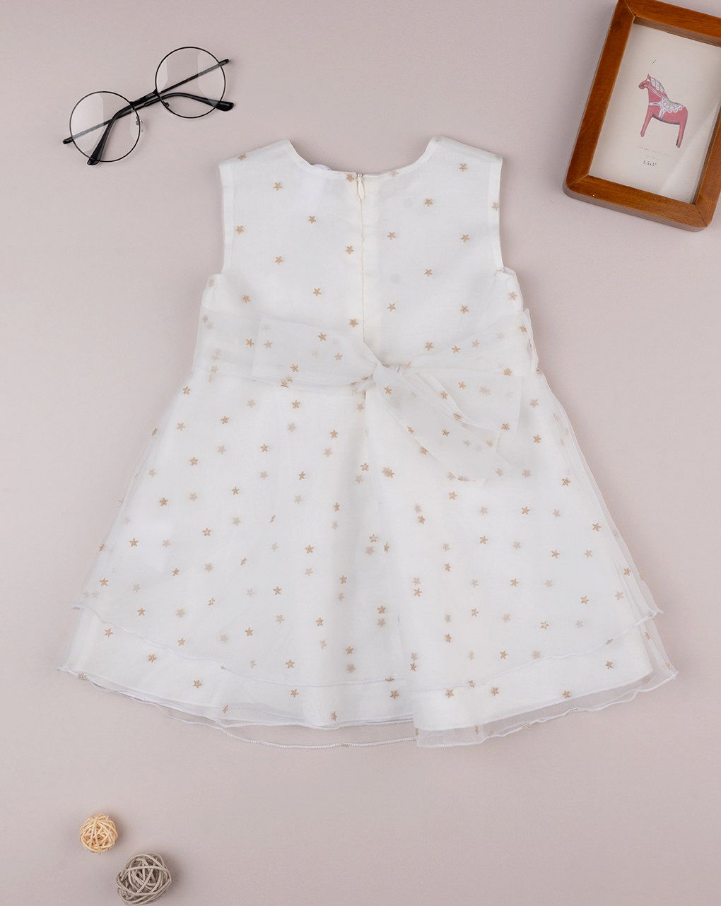 βρεφικό φόρεμα λευκό με αστεράκια για κορίτσι - Prénatal
