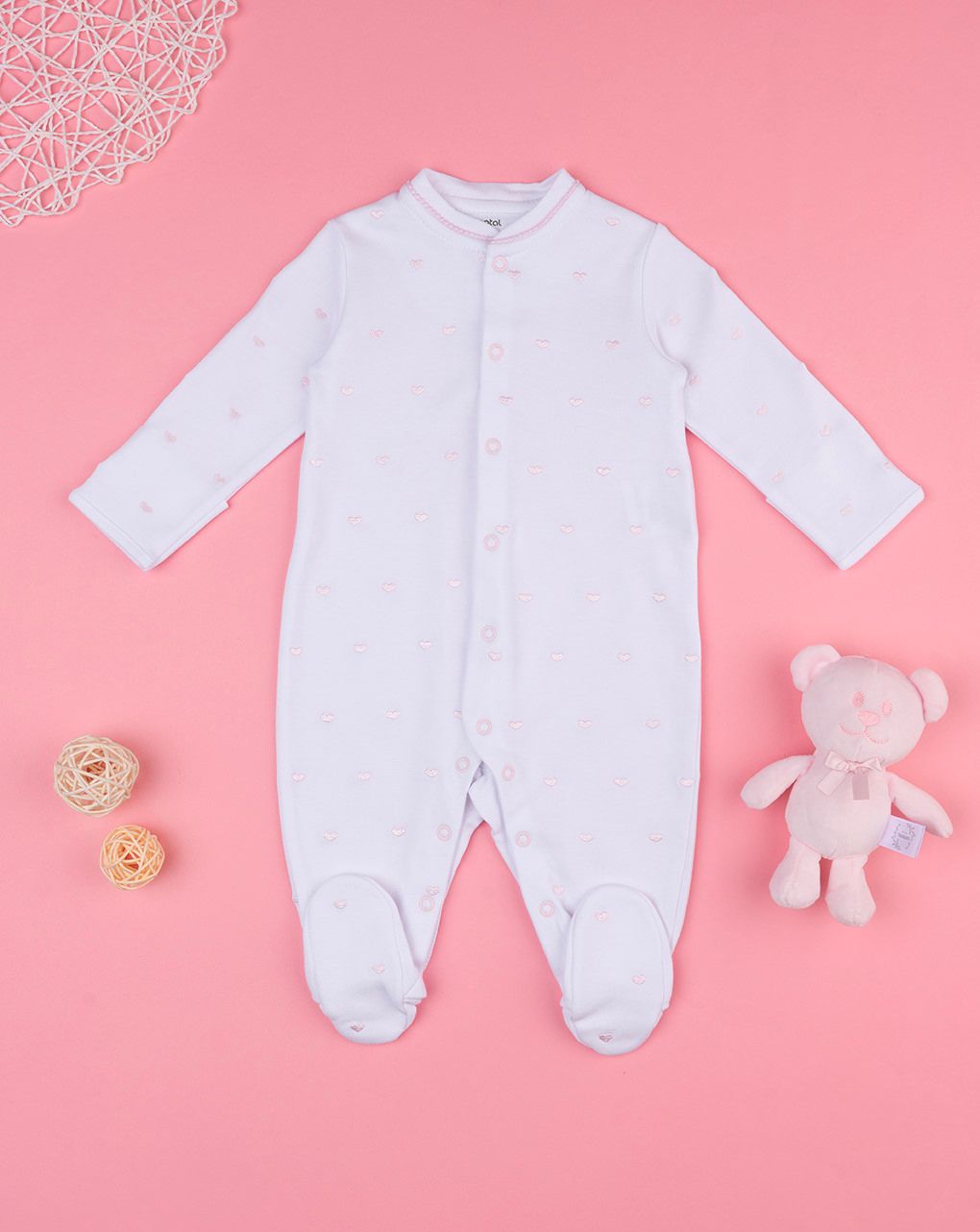 βρεφικό φορμάκι λευκό με αρκουδάκια gift για κορίτσι - Prénatal