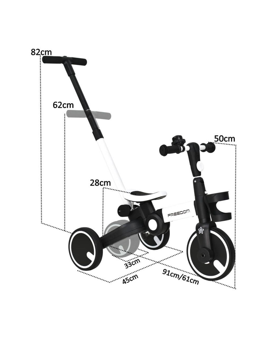 ποδηλατάκι τρίκυκλο freedom 3in1 petrol 821-184 - Bebe Stars