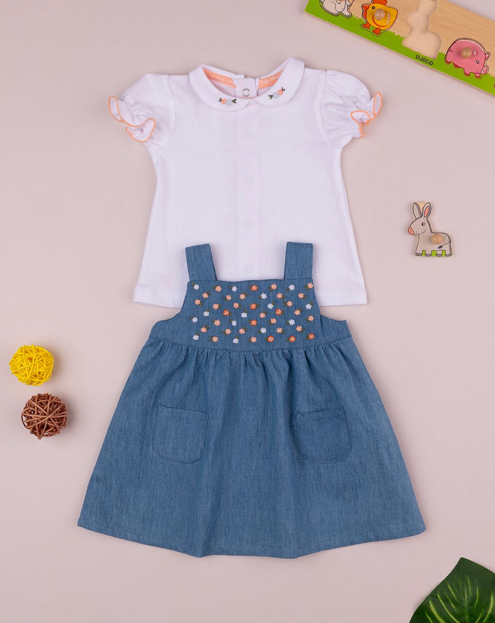 βρεφικό σετ t-shirt και φόρεμα denim safari για κορίτσι - Prénatal