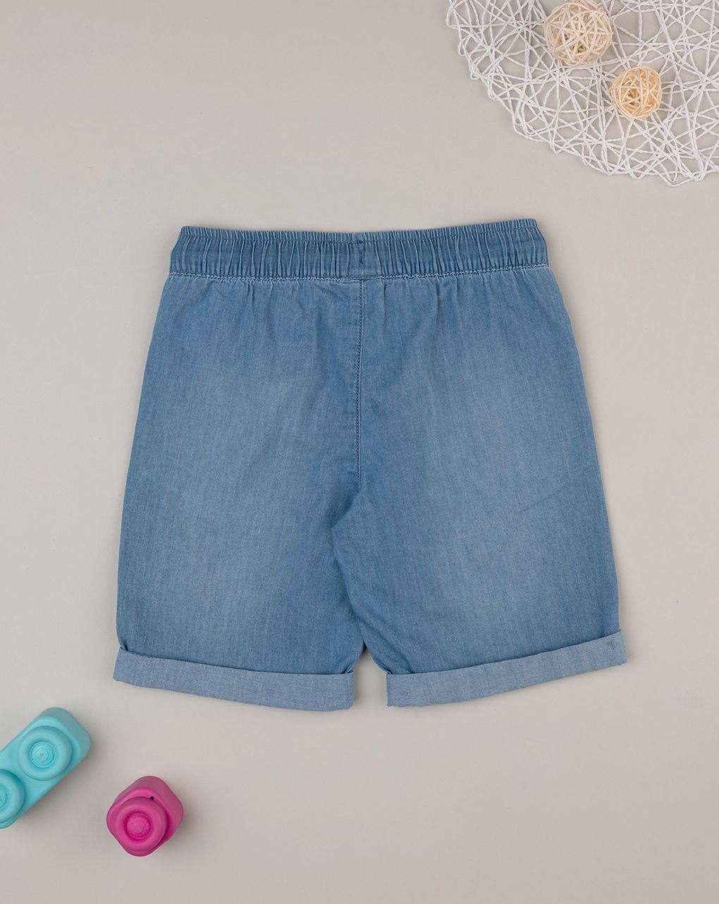 παιδική τζιν βερμούδα μπλε ανοιχτό chambray για αγόρι - Prénatal