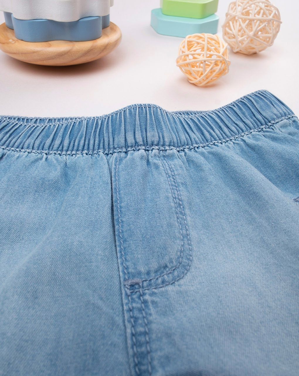 βρεφική τζιν βερμούδα μπλε chambray για αγόρι - Prénatal