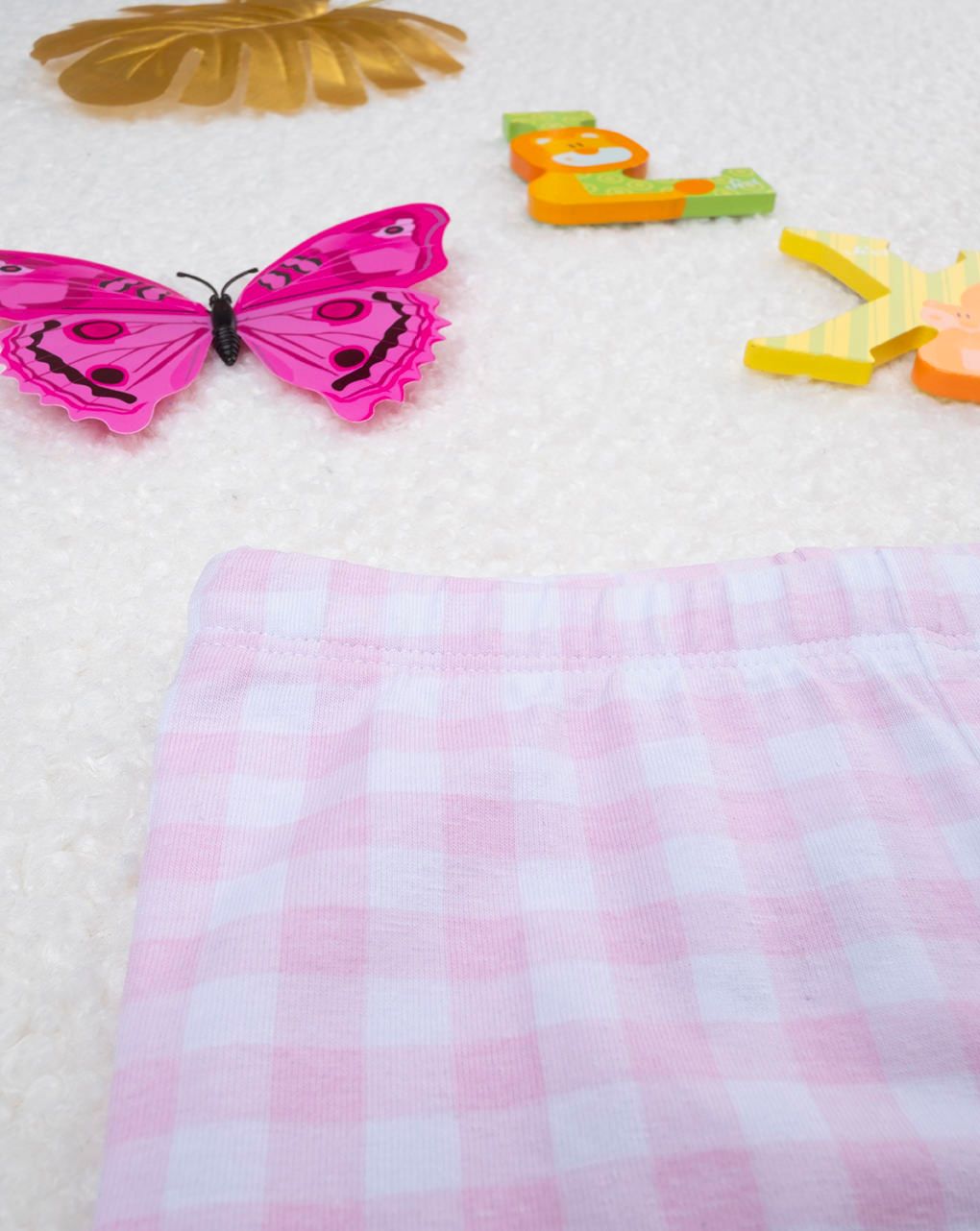 βρεφικό κολάν 3/4 καρό ροζ/λευκό για κορίτσι - Prénatal