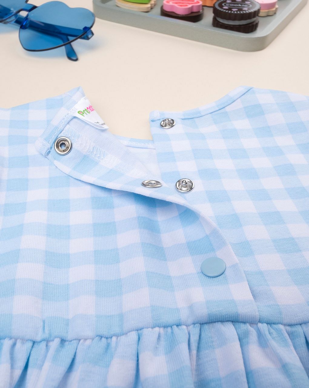βρεφικό φόρεμα καρό γαλάζιο/λευκό για κορίτσι - Prénatal