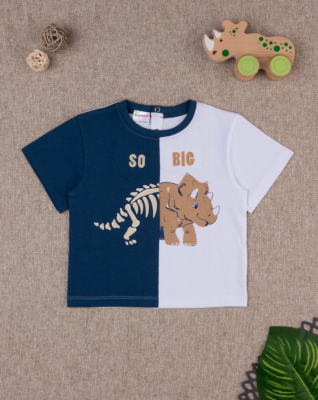 βρεφικό t-shirt μπλε/λευκό dino για αγόρι - Prénatal