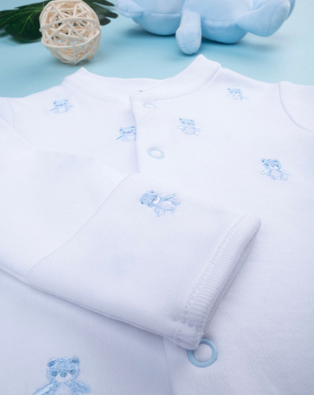 βρεφικό φορμάκι λευκό με αρκουδάκια gift για αγόρι - Prénatal