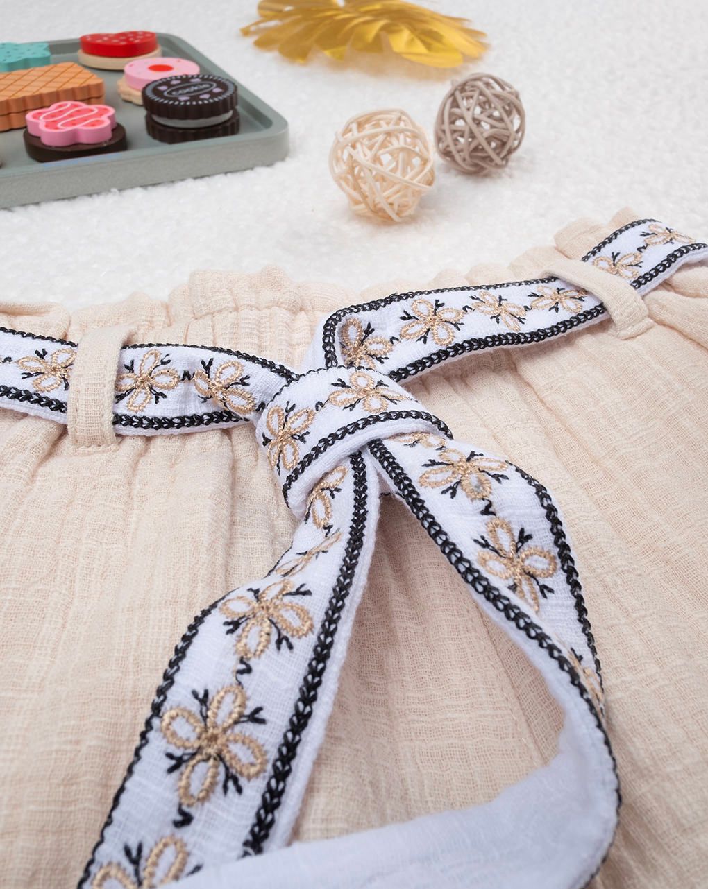 παιδικό σορτσάκι μπεζ μουσελίνα έθνικ για κορίτσι - Prénatal