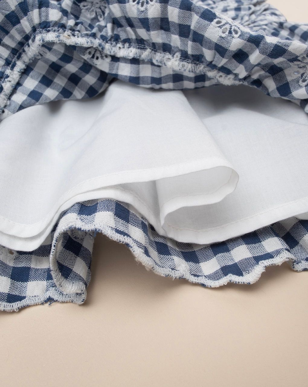 βρεφικό φόρεμα καρό μπλε/λευκό με λουλούδια για κορίτσι - Prénatal