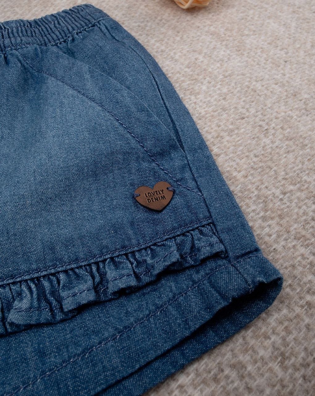 βρεφικό τζιν σορτσάκι μπλε με βολάν για κορίτσι - Prénatal