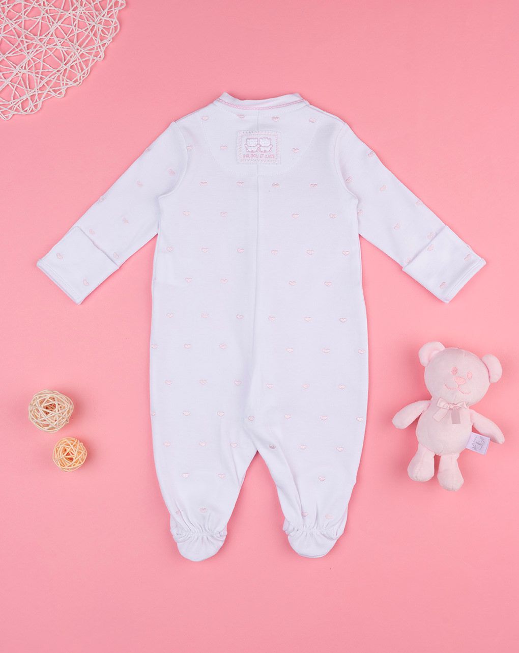 βρεφικό φορμάκι λευκό με αρκουδάκια gift για κορίτσι - Prénatal