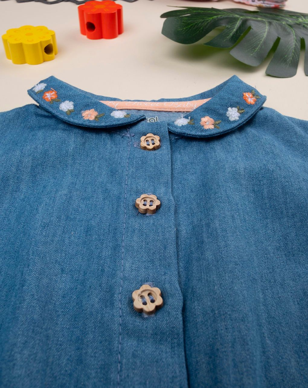 βρεφικό φορμάκι denim chambray safari για κορίτσι - Prénatal