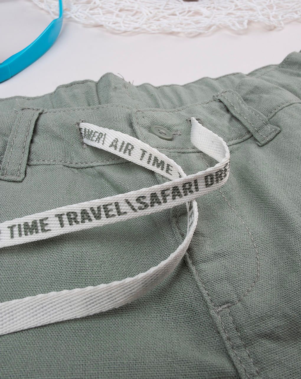 παιδική βερμούδα λινή λαδί για αγόρι - Prénatal