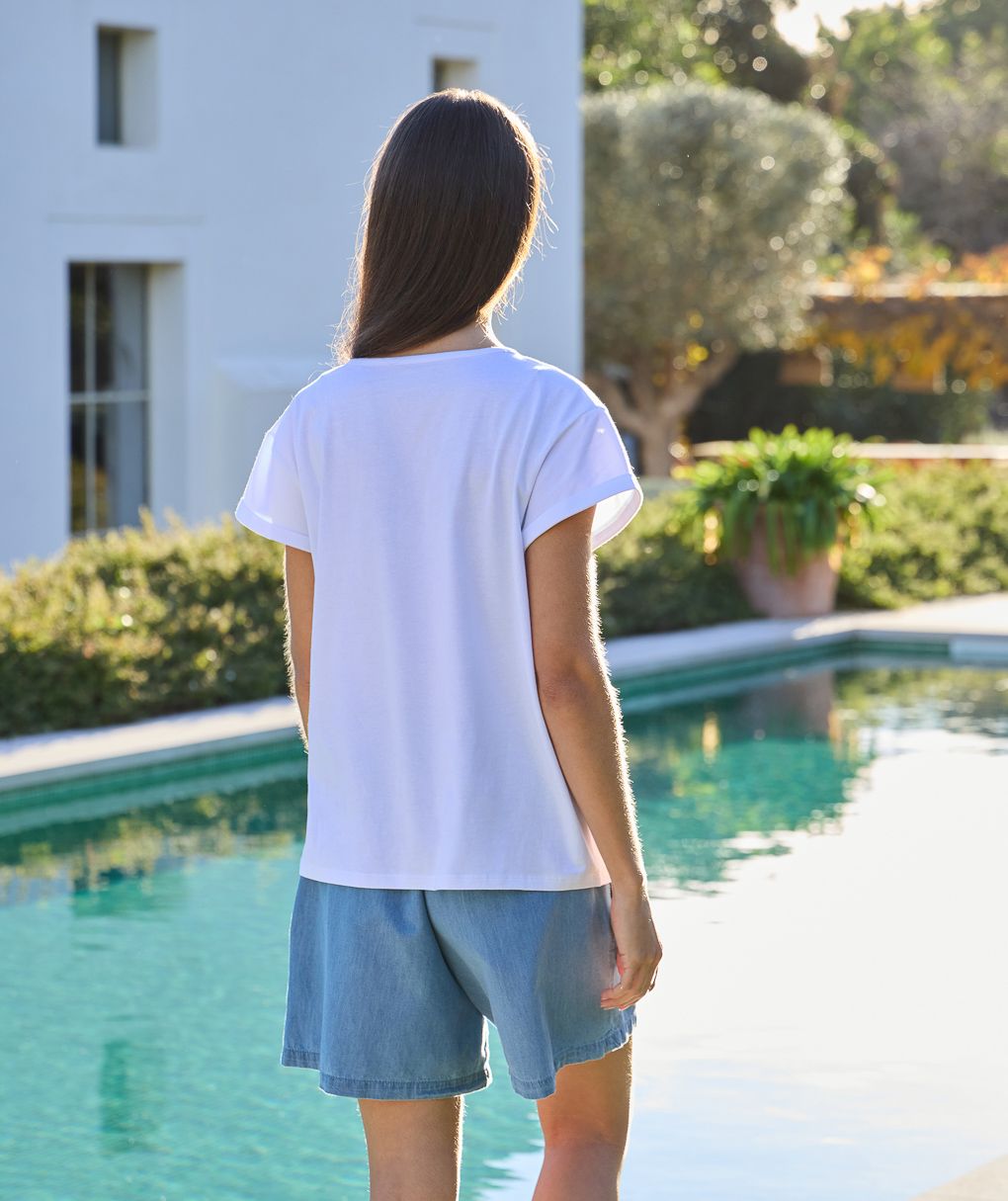 γυναικείο t-shirt εγκυμοσύνης λευκό stitch - Prénatal