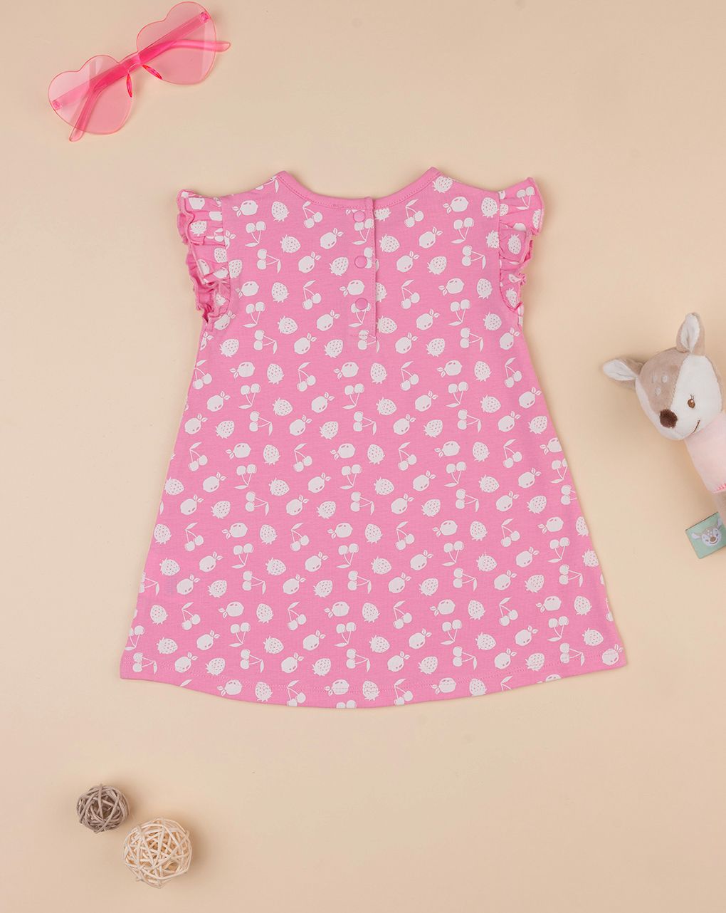 βρεφικό φόρεμα ροζ με φρούτα για κορίτσι - Prénatal