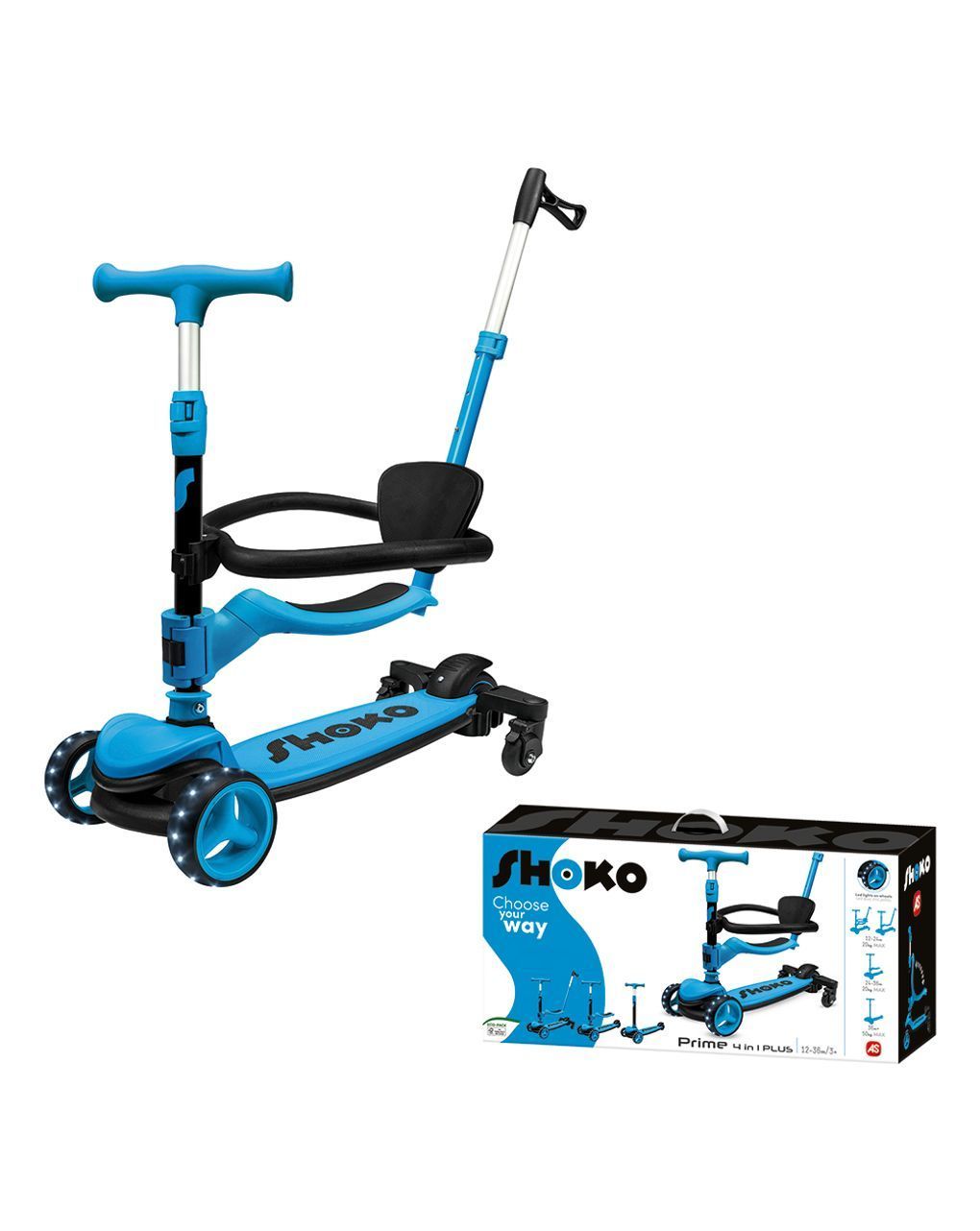 Shoko παιδικό πατίνι prime 4 in 1 plus σε μπλε χρώμα για 12+ μηνών 5004-50522 - Shoko