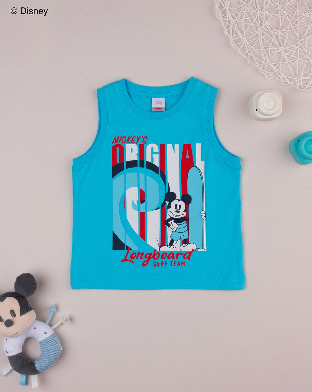 βρεφική αμάνικη μπλούζα γαλάζια mickey για αγόρι