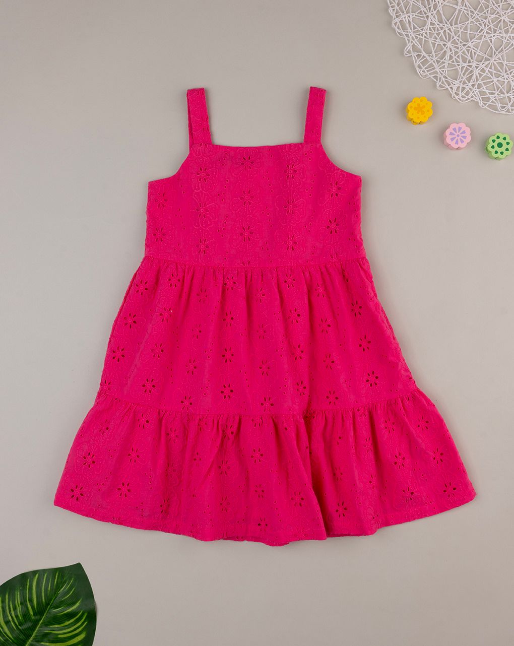 παιδικό φόρεμα φούξια από δαντέλα για κορίτσι - Prénatal