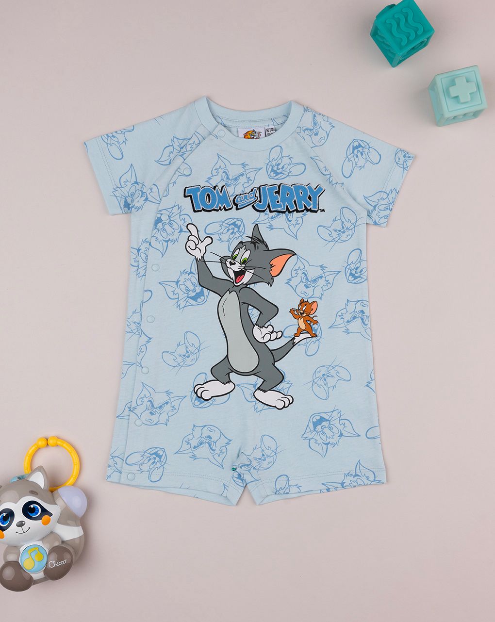 βρεφική πιτζάμα γαλάζια tom & jerry για αγόρι - Prénatal