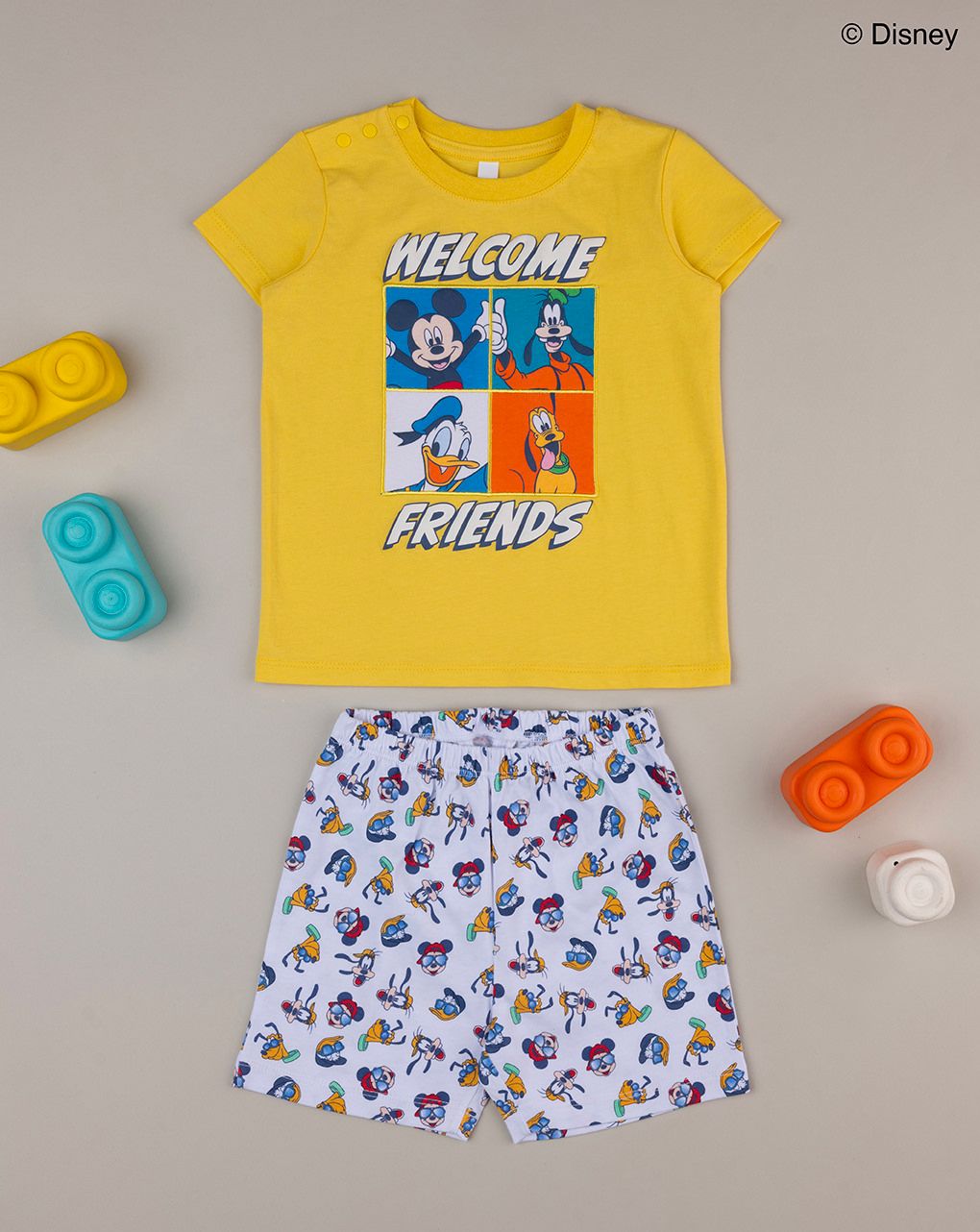 βρεφική πιτζάμα κίτρινη/λευκή mickey για αγόρι - Prénatal